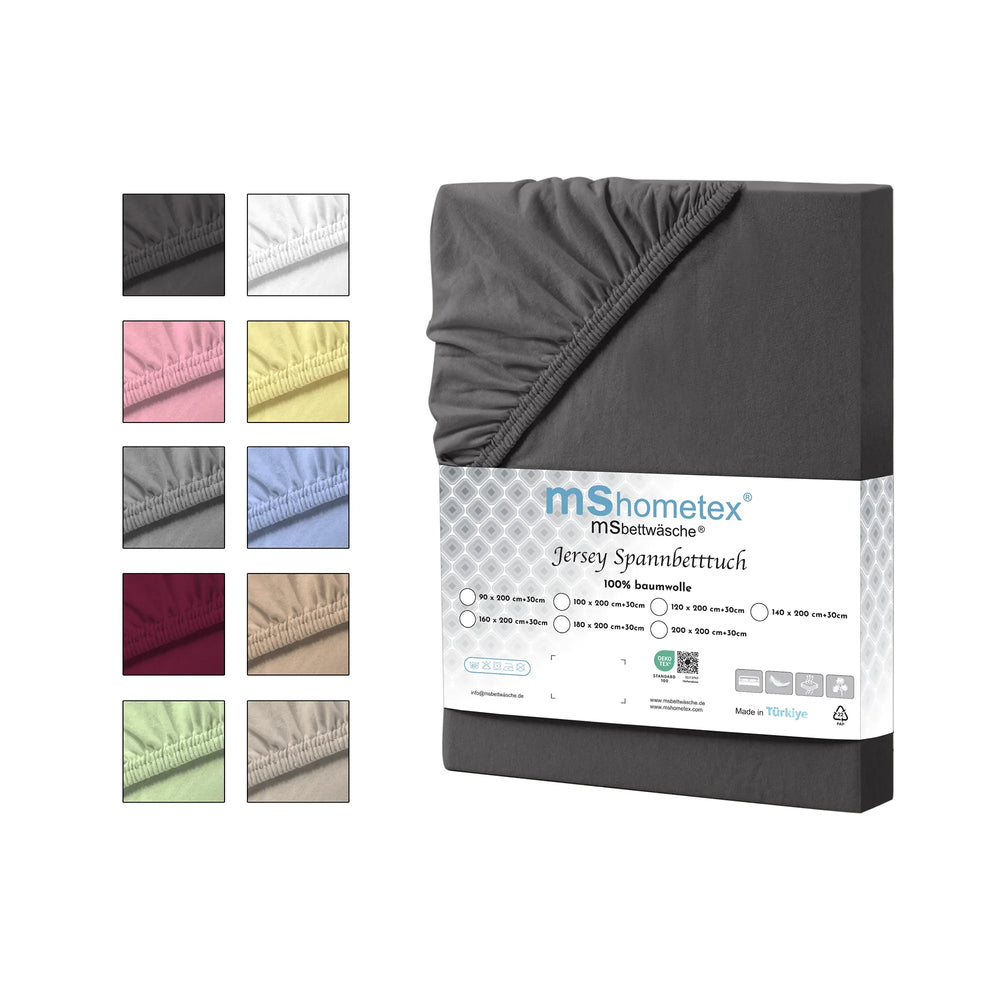 100% Baumwolle Jersey Spanbetttuch - Anthrazit