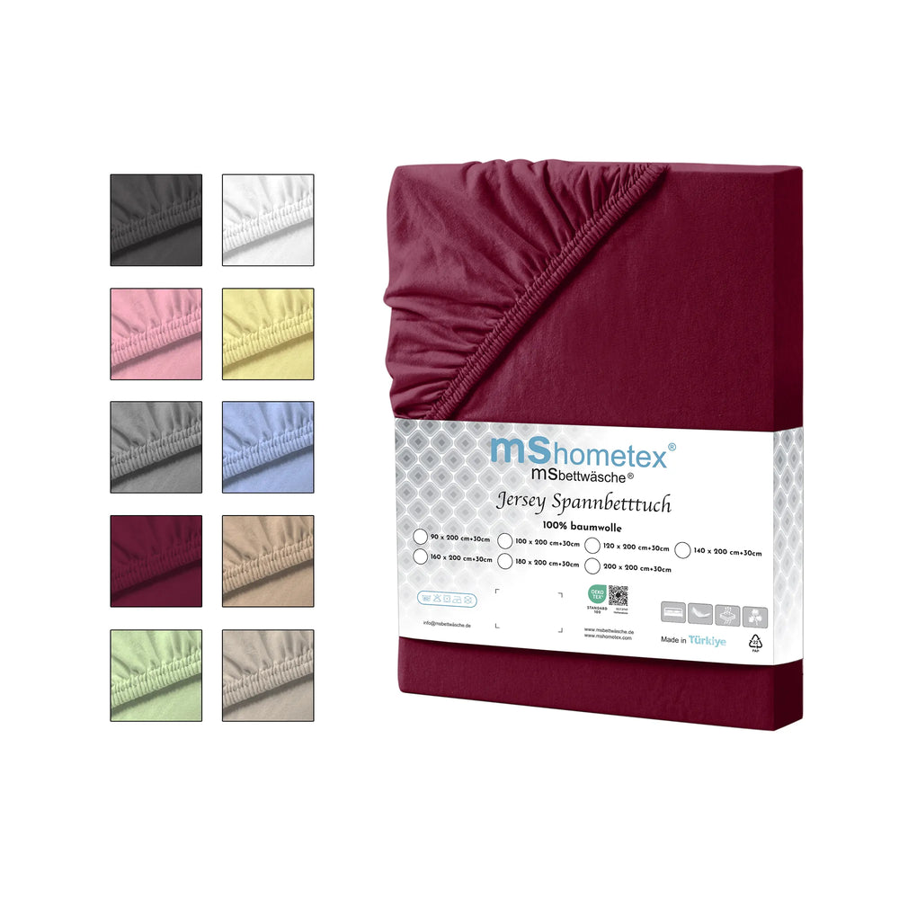 100% Baumwolle Jersey Spanbetttuch - Bordeaux