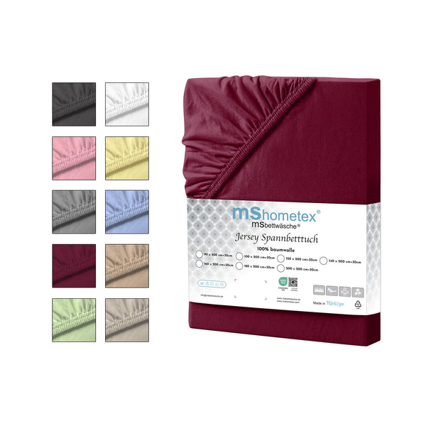 100% Baumwolle Jersey Spanbetttuch - Bordeaux