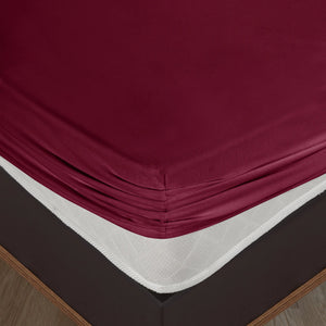 100% Baumwolle Jersey Spanbetttuch - Bordeaux