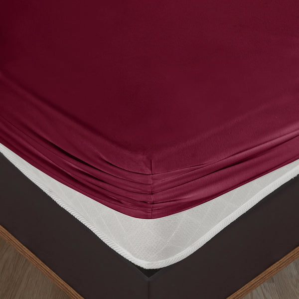100% Baumwolle Jersey Spanbetttuch - Bordeaux