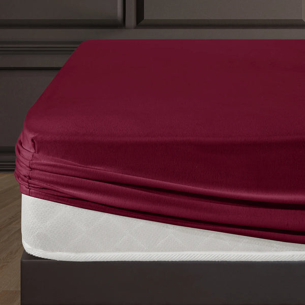 100% Baumwolle Jersey Spanbetttuch - Bordeaux