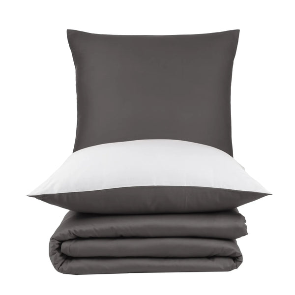 100% Baumwolle A-B Satin Bettwäsche - Anthrazit