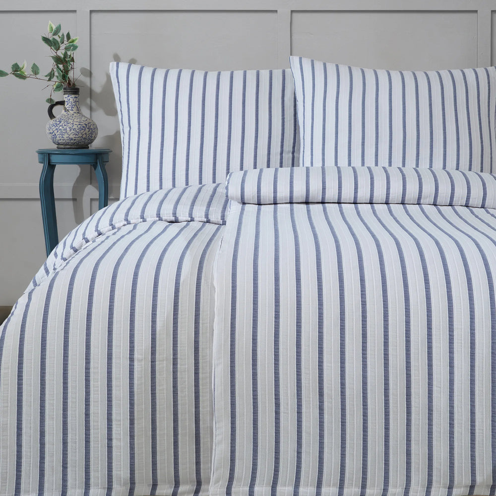 100% Baumwolle Natural Bettwäsche Vintage - Blau